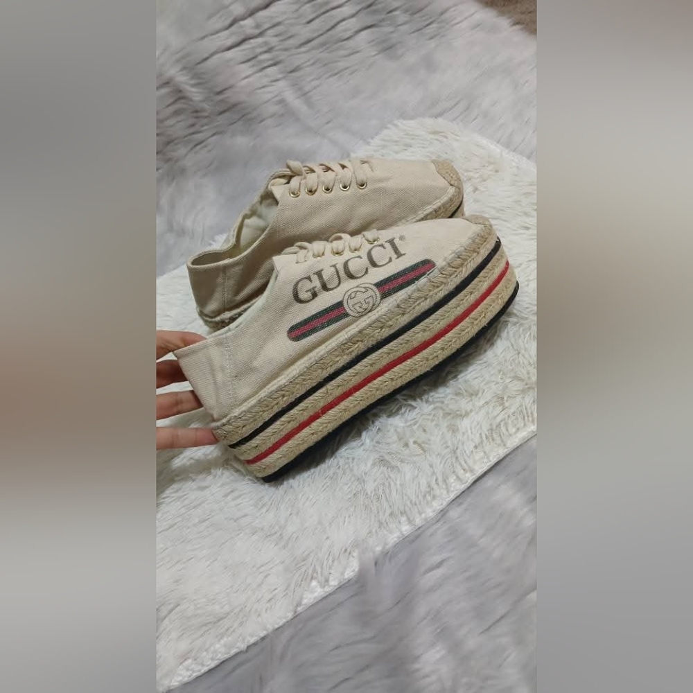 Gucci Web Accent Canvas Espadrille Sneakers size 38 - Picture 6 of 14